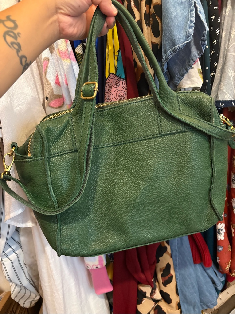 Fossil | Large Leather Satchel | Deep Green - Picture 6 of 17